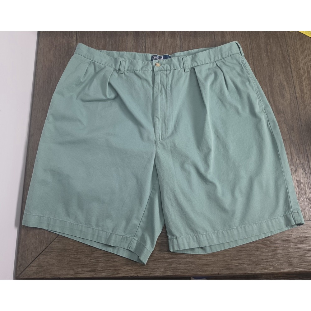 Polo Ralph Lauren Tyler Shorts Men Size 42 Vintage Pleated Preppy Cotton Blue Lt